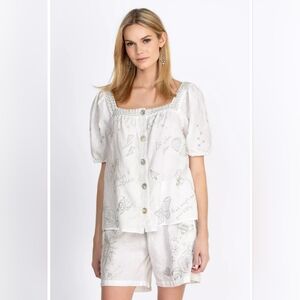 Johnny Was Sovanna Wander Top, Size M, Color White. New, w/tags